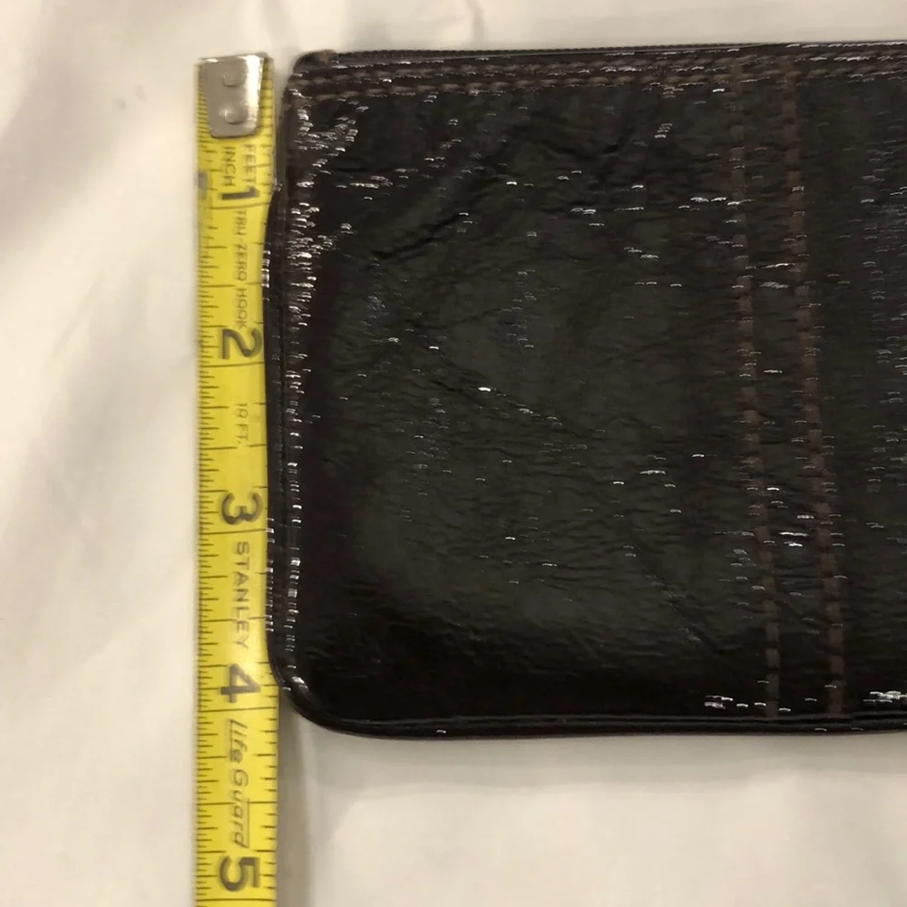 Patent leather wristlet clutch brown vintage coach